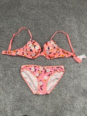 PINK Victoria’s Secret Floral Pink Two-Piece Bikini Set